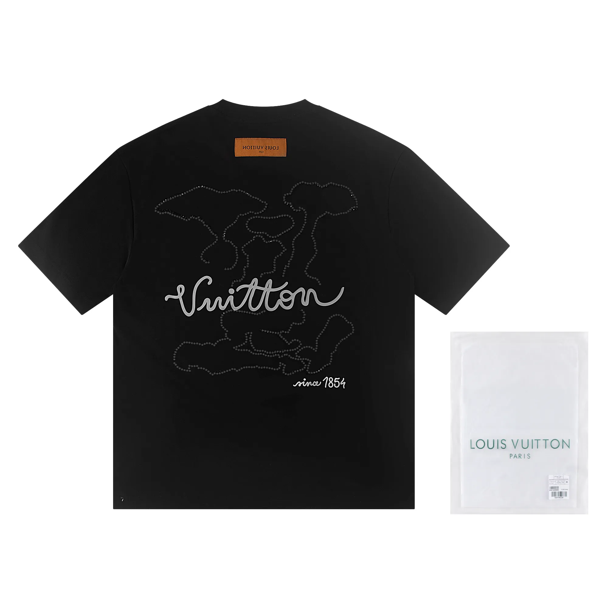 🅿️170 louis vuitto*2026 latest hot diamond💍offset printed short-sleeved T-shirt Material: Made of high version 300g double yarn combed cotton Size: S M L XL Color: black and white Style number: W2803